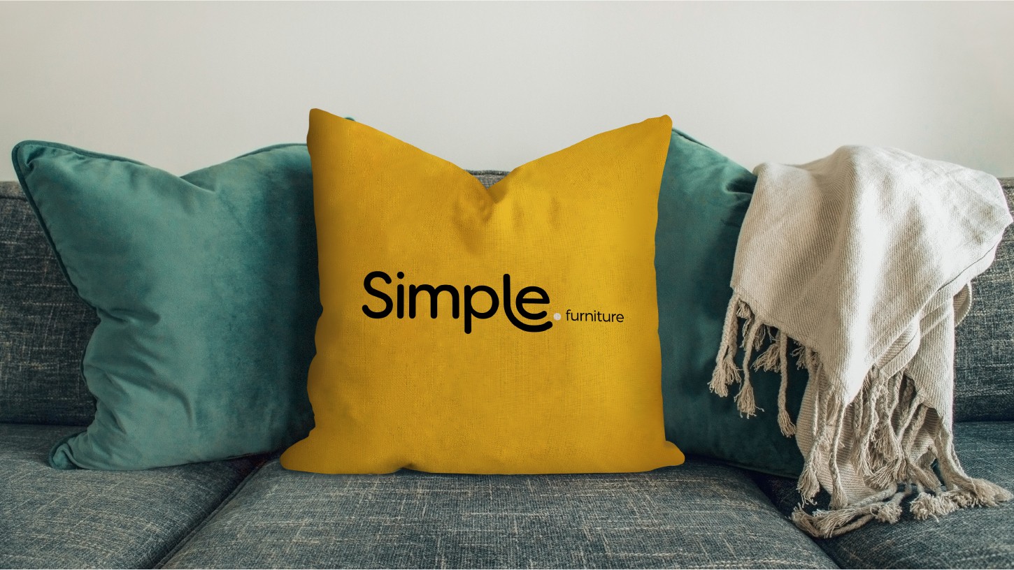 Simple.furniture rebranding on a sofa cushion | 300%